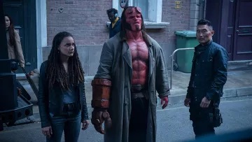 The grey coat of Hellboy (David Harbour) in Hellboy