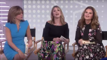 Saloni Ida estampado floral devoré mezcla de seda falda midi satinada usada por Jenna Bush Hager en Today
