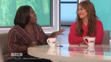 Eloquii Striped Wrap Top worn by Sheryl Underwood on The Talk Jan 10, 2019