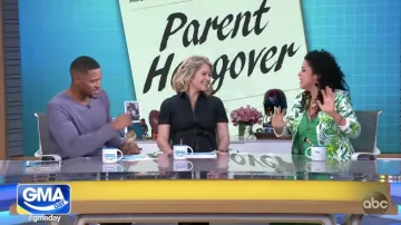 Alice + Olivia Gorgeous Wide Leg Black Denim Jumpsuit worn by Sara Haines on Good Morning America