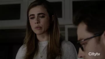 AQUA Cashmere Zip Detail Donegal Cashmere Sweater worn by Michaela Stone (Melissa Roxburgh) in Manifest S01E11