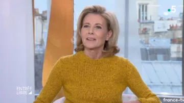 The sweater wool cashmere tan Claire Chazal in free Entry to the 14/01/2019