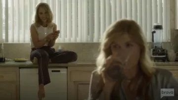 See by Chloe Striped Straight Leg Trousers worn by Veronica Newell (Juno Temple) in Dirty John S01E08