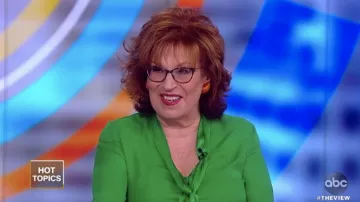 Alice + Olivia Meredith Green Blouse worn by Joy Behar on The View Jan 14, 2019