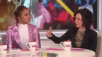 The Mighty Company Pink Metallic Leather Jacket worn by Eve on The Talk Jan 14, 2019