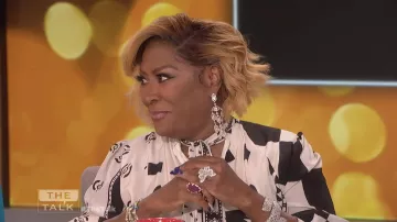 Black and White printed blouse worn by Patti LaBelle on The Talk Jan 14, 2019