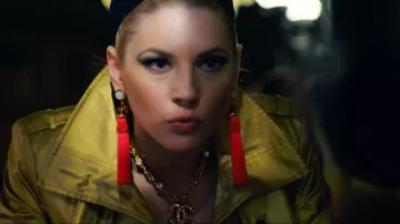 Katheryn Winnick's red fringed earrings as seen in Polar