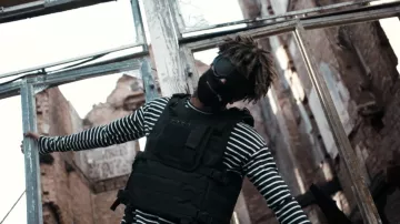 black and  white striped shirt worn by Scarlxrd in BANDS music video