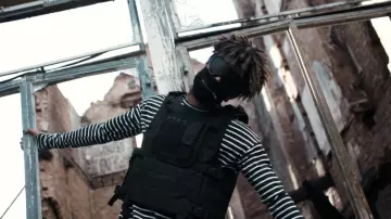 black and  white striped shirt worn by Scarlxrd in BANDS music video