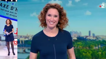 El vestido de trapecio de Marie-Sophie Lacarrau en Journal de 13 heures de France 2 del 07/01/2019 (disponible en negro)