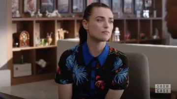 The blue dress floral Diane von Furstenberg Lena Luthor (Katie McGrath) in Supergirl S04E10