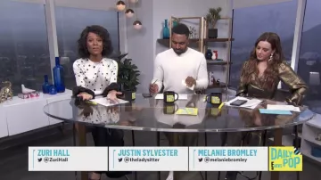 Amur Fern Silk Polka Dot Blouse worn by Zuri Hall on E! News - Daily Pop