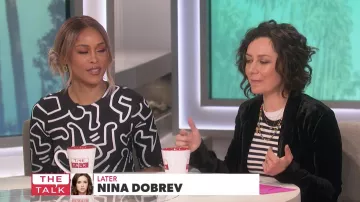 Alice + Olivia Delora Fitted Dress worn by Eve on The Talk January 17, 2019