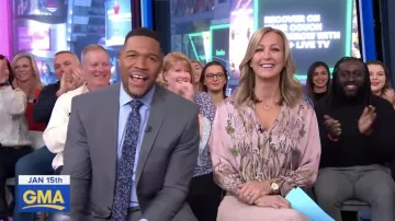 Zara Imprimé Body en Rose porté par Lara Spencer sur Good Morning America