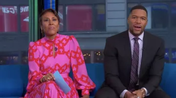 MSGM Pleated Pussy Bow Dress worn by Robin Roberts on Good Morning America
