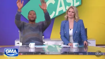 Veronica Beard Diego Dickey Veste Bleue portée par Sara Haines sur Good Morning America
