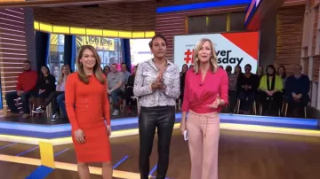 Karen Millen Lace-Up Rib-Knit Dress worn by Ginger Zee on Good Morning America