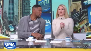 H&M Mama Fine knit Dress Light beige melange usado por Sara Haines en Good Morning America