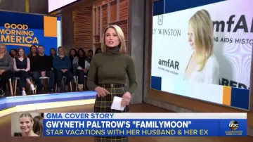 Zara Tricot Côtelé Kaki à col Roulé Chandail porté par Amy Robach sur Good Morning America