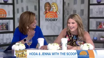 Badgley Mischka Contrast Bell Sleeve Blue Dress worn by Hoda Kotb on Today