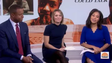 Slate & Willow Navy Stripe Knit Dress worn by Dylan Dreyer on Today