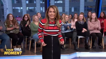 Karen Millen Falda Midi de punto usada por Ginger Zee en Good Morning America 21 de enero de 2019