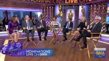 Karen Millen Purple Sequin Mini Bodycon Vestido usado por Ginger Zee en Good Morning America 22 de enero de 2019