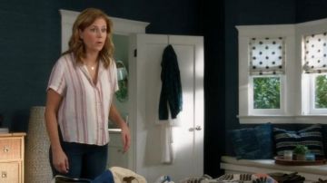 Rails Zuma Metallic Striped Shirt worn by Lena (Jenna Fischer) in Splitting Up Together (S02E10)