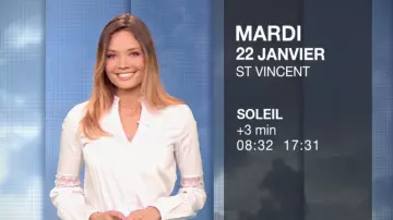 La  Chemise zippée empiècements dentelle de Gennifer Demey dans Météo (m6) du 21/01/2019