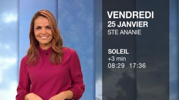 La blouse bordeaux de Cali Morales dans Météo (m6) du 24/01/2019