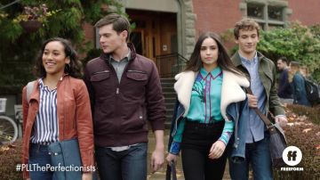 Diane von Furstenberg Blue Printed Silk Shirt worn by Ava Jalali (Sofia Carson) in Pretty Little Liars: The Perfectionists S01E01