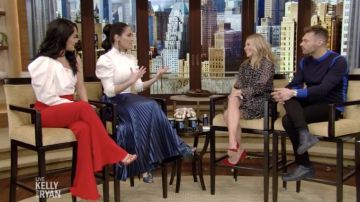 Cushnie Pavot Carina Flare Taille Haute Pantalon Rouge porté par Brie Bella à VIVRE avec Kelly et Ryan 14 janvier 2019