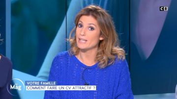 Le Pull torsade bleu de Caroline Ithurbide dans William à midi du 28/01/2019