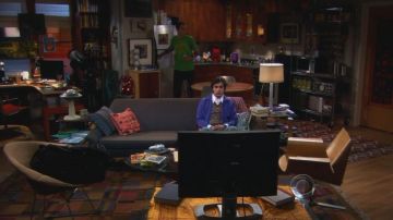 The wood chair in the living room of Raj Koothrappali (Kunal Nayyar) on The Big Bang Theory S05E06