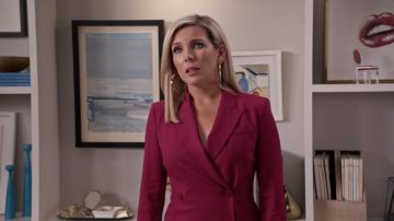 Theory Wool Blend Blazer Styled Pink Dress worn by Brianna Hanson (June Diane Raphael) in Grace and Frankie S05E11
