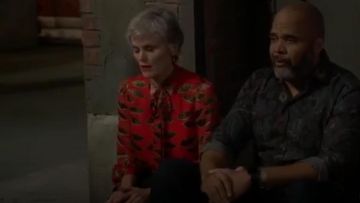 Alice + Olivia Printed Tie-Neck Blouse worn by Bonnie (Stephnie Weir) in Happy Together (S01E07)