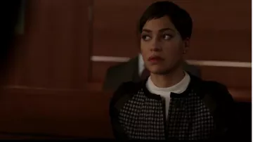 Etro Veste En carré Tweed Vichy porté par Lucca Quinn (Cush Jumbo) dans Le Bon Combat (S01E07)