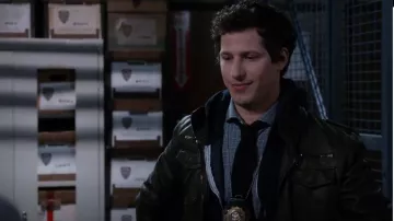 Charles & 1/2 at Urban Outfitters  Faux Leather Moto Jacket worn by Jake Peralta (Andy Samberg) in Brooklyn Nine-Nine (S02E02)