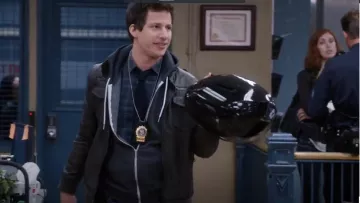 Charles & 1/2 at Urban Outfitters Faux Leather Moto Jacket worn by Jake Peralta (Andy Samberg) in Brooklyn Nine-Nine (S02E05)