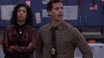 Billy Reid Walland Shirt in Orange/Grey worn by Jake Peralta (Andy Samberg) in Brooklyn Nine-Nine (S03E05)