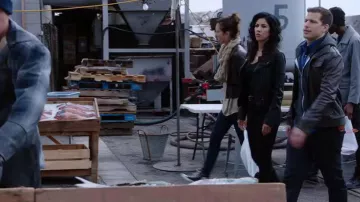 Urban Outfitters Faux Leather Moto Jacket by Charles & 1/2 worn by Jake Peralta (Andy Samberg) in Brooklyn Nine-Nine (S03E09)