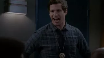 Hartford Faded Blackwatch Plaid Shirt worn by Jake Peralta (Andy Samberg) in Brooklyn Nine-Nine (S02E10)