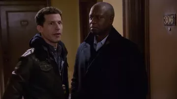 Urban Outfitters Faux Leather Moto Jacket by Charles & 1/2 at Urban Outfitters worn by Jake Peralta (Andy Samberg) in Brooklyn Nine-Nine (S03E12)