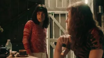 Red/White Patterned V Neck Sweater worn by Freddie Mercury (Rami Malek) in Bohemian Rhaposdy