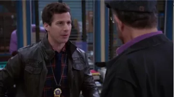 Thomas Mason for J.Crew Flannel Shirt in Dark Royal Plaid of Jake Peralta (Andy Samberg) in Brooklyn Nine-Nine (S04E08)