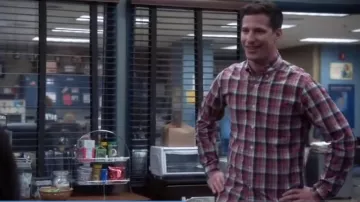 J.Crew Slim Secret Wash Shirt in Classic Red Plaid worn by Jake Peralta (Andy Samberg) in Brooklyn Nine-Nine (S05E06)