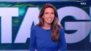 The sheath dress royal blue worn by Anne-Claire Coudray in the journal de 20h TF1
