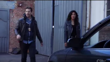 Charles & 1/2 at Urban Outfitters Faux Leather Moto Jacket worn by Jake Peralta (Andy Samberg) in Brooklyn Nine-Nine (S04E20)