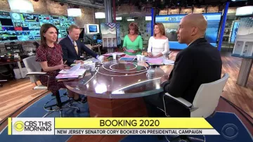 Alexander McQueen Rouge manches Courte en Tweed Habiller porté par Bianna Golodryga sur CBS Ce Matin