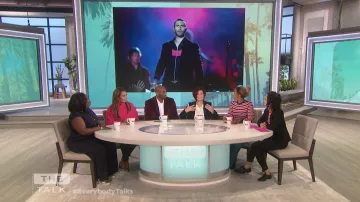 JoosTricot Striped Knitted Top worn by Eve on The Talk February 4, 2019